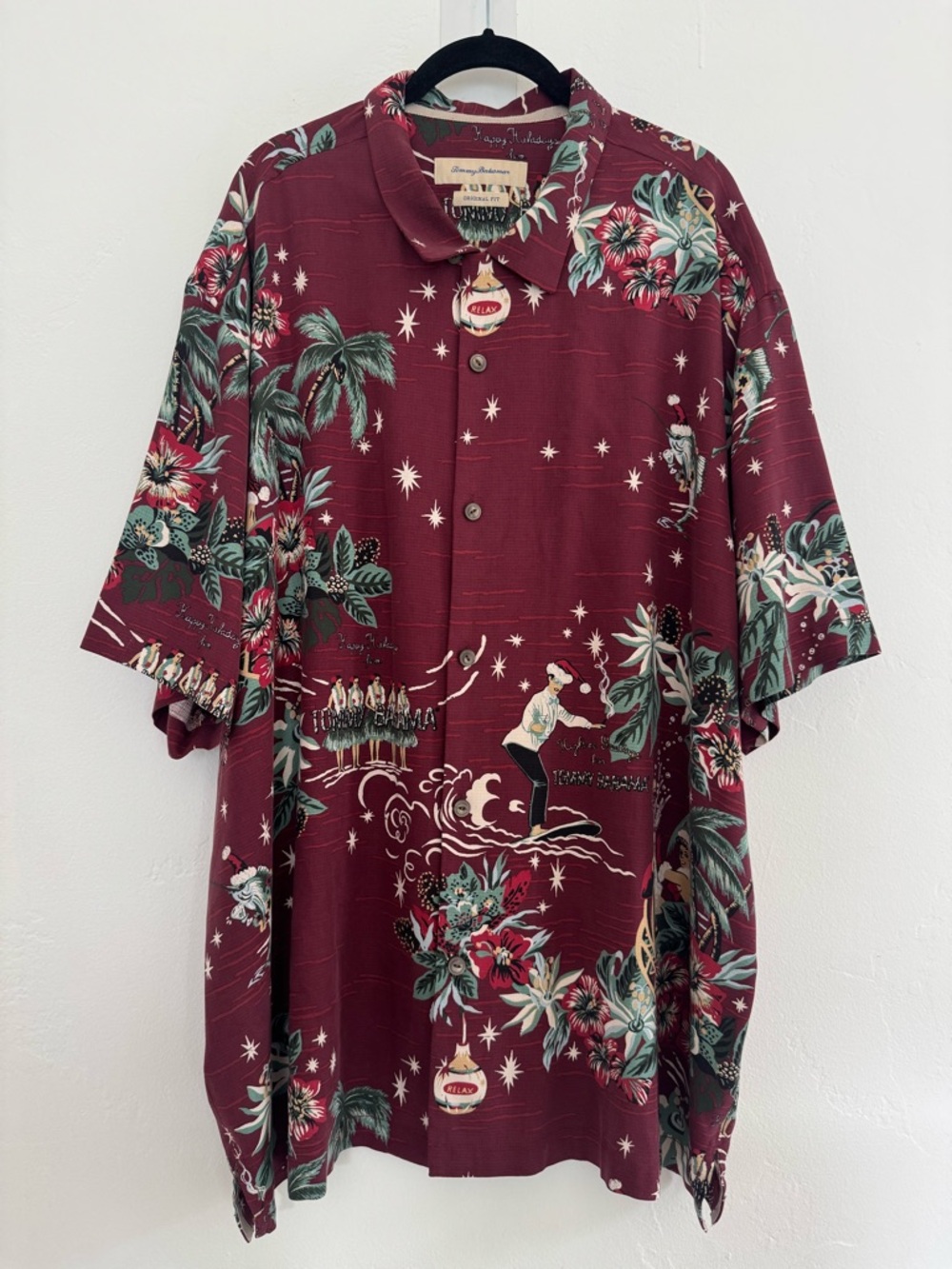 Tommy Bahama Merry Kitschmas Camp Shirt Original Fit Short Sleeve 100% Silk Xmas - Picture 2 of 12